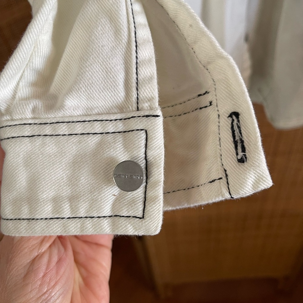 Carhartt Cream Button-Up Shirt with Black Stitching - Picture 4 of 7